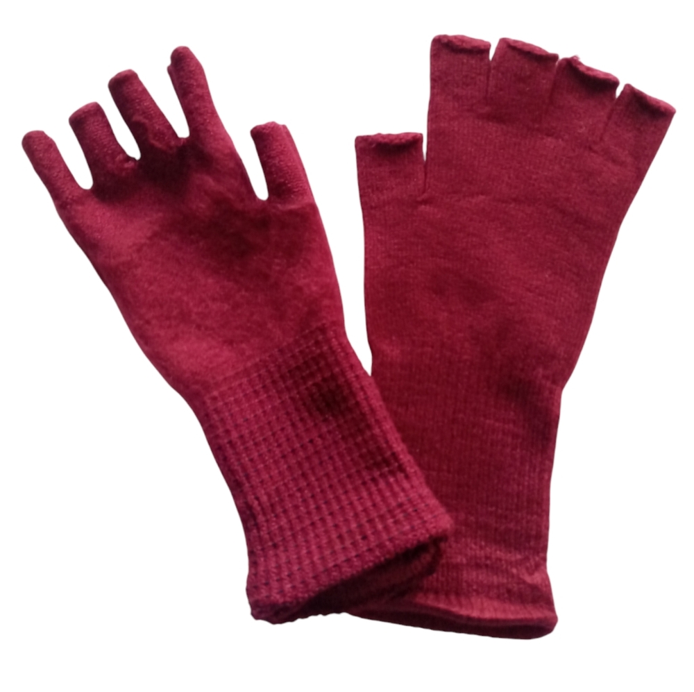 NWOT Premillow Red Unisex Fingerless, Half Finger, Long Cuff Warm Winter Gloves - Picture 2 of 6